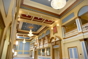 A view of the lobby of the Performing Arts Center of the Catholic Private School.