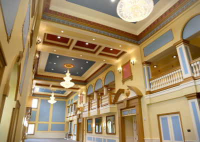 A view of the lobby of the Performing Arts Center of the Catholic Private School.